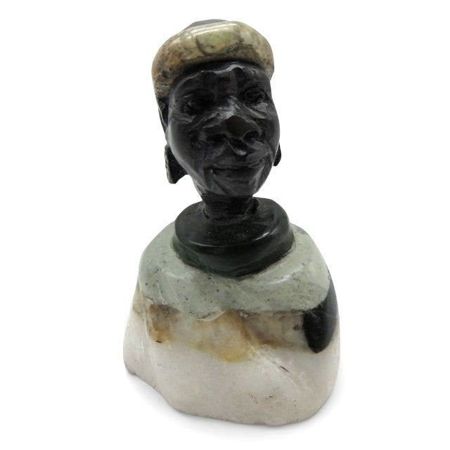 Small Stone Bust Set Hand Carved in South Africa 3.5" and 2.7"