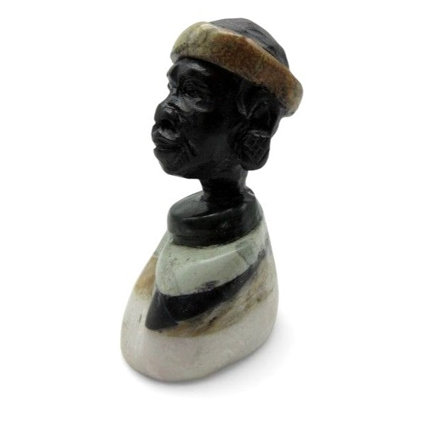 Small Stone Bust Set Hand Carved in South Africa 3.5" and 2.7"
