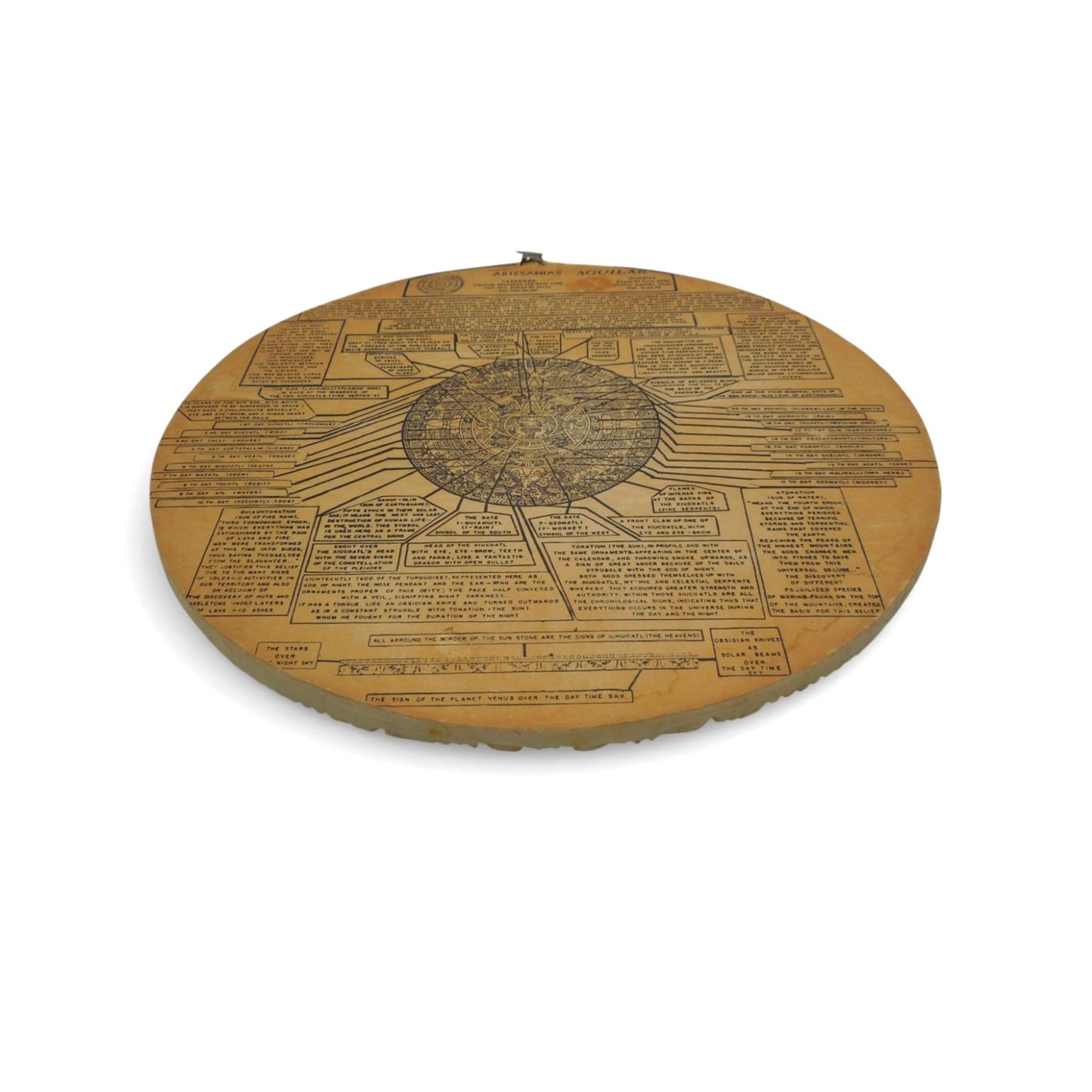 Artesanias Aguilar Aztec Calendar With Informational Back Label 10"