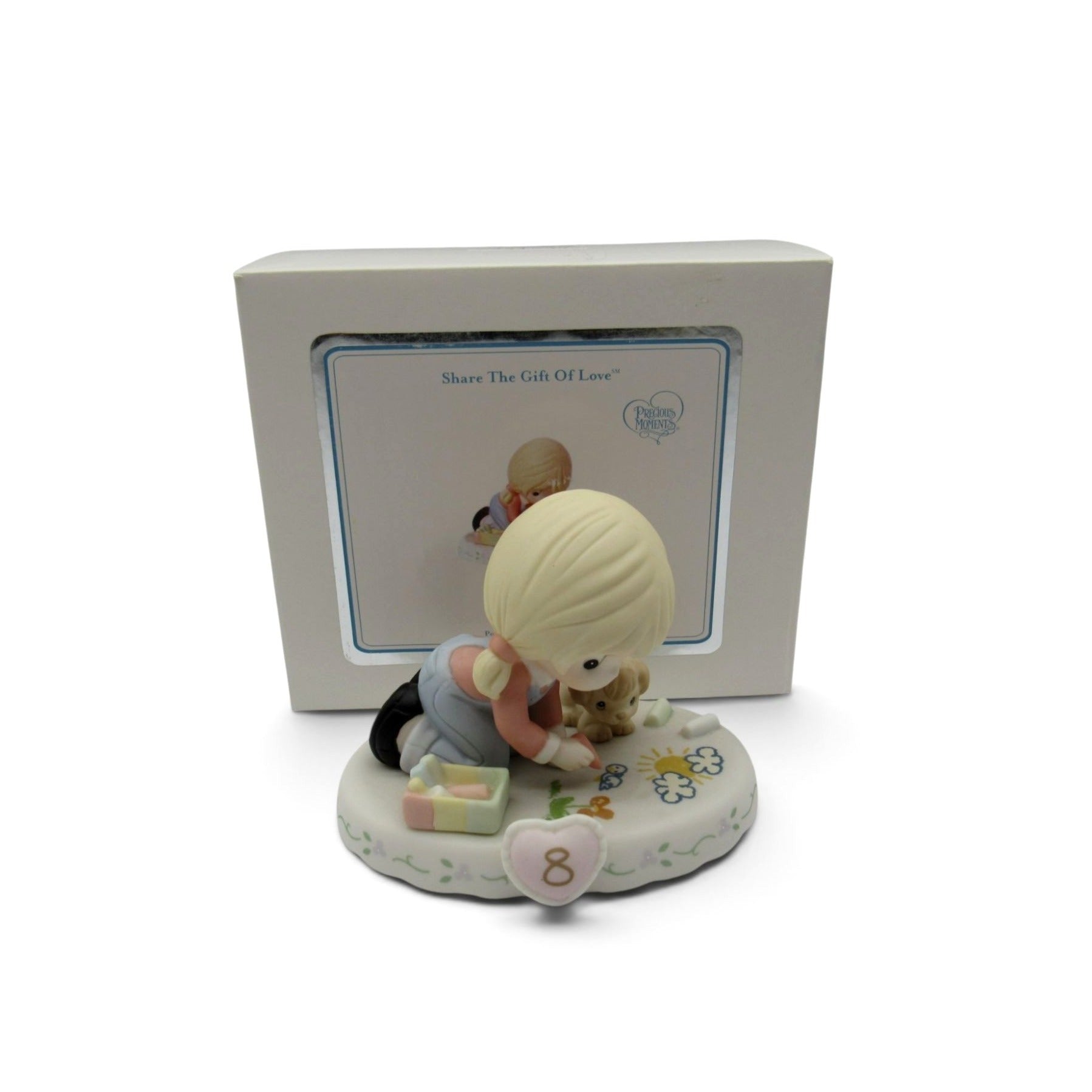 Precious Moments Age 8 Growing In Grace Porcelain Figurine Boxed Girl Puppy