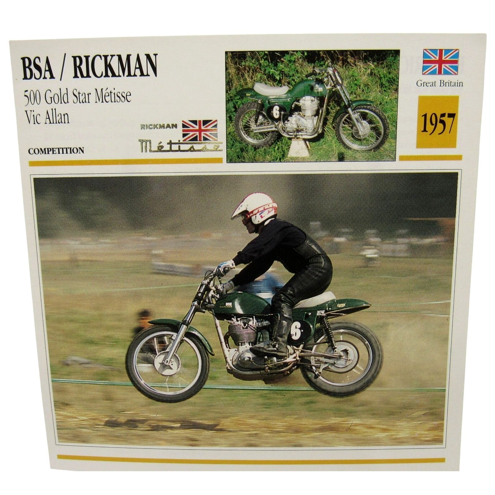 BSA Rickman 500 Gold Star Metisse 1957 Great Britain Atlas Edito-Service SA Card