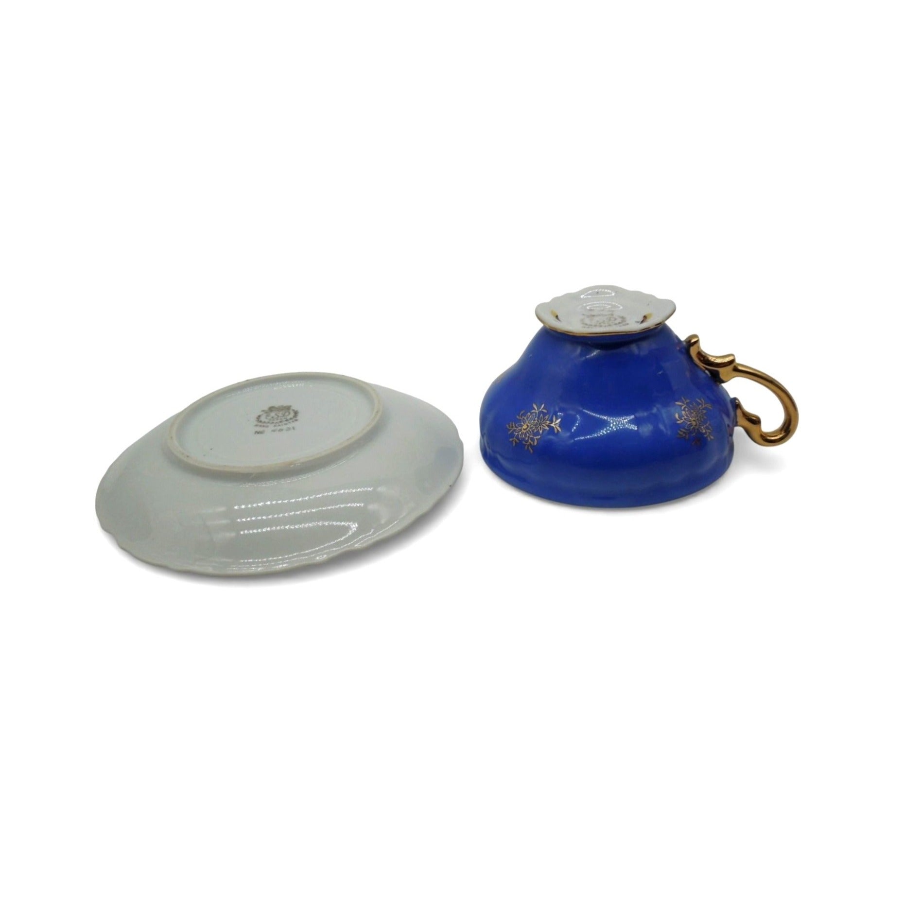 ESD Japan Montreal Canada Souvenir Teacup Set Blue and Gold Vintage