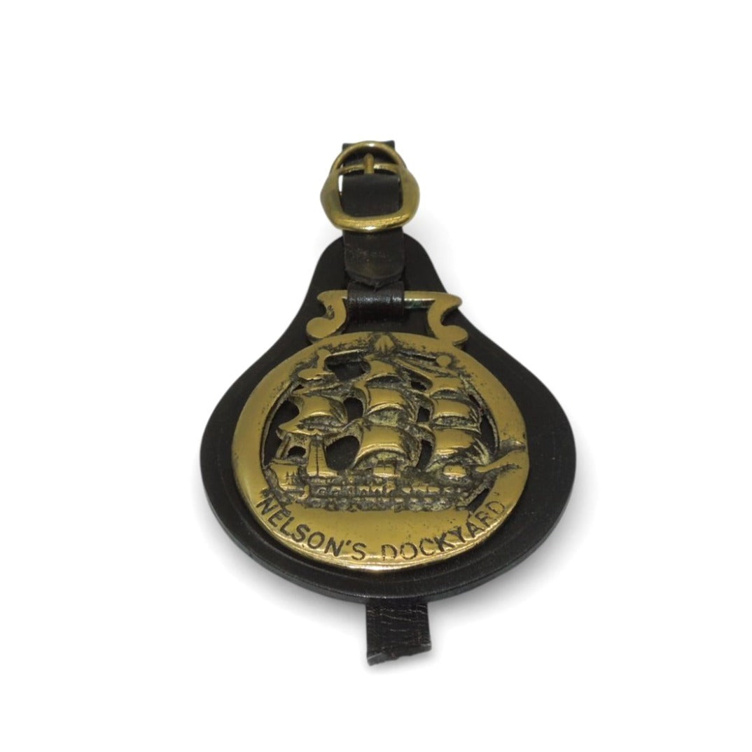 Nelson’s Dockyard Brass Equestrian Horse Medallion Vintage 6.7"