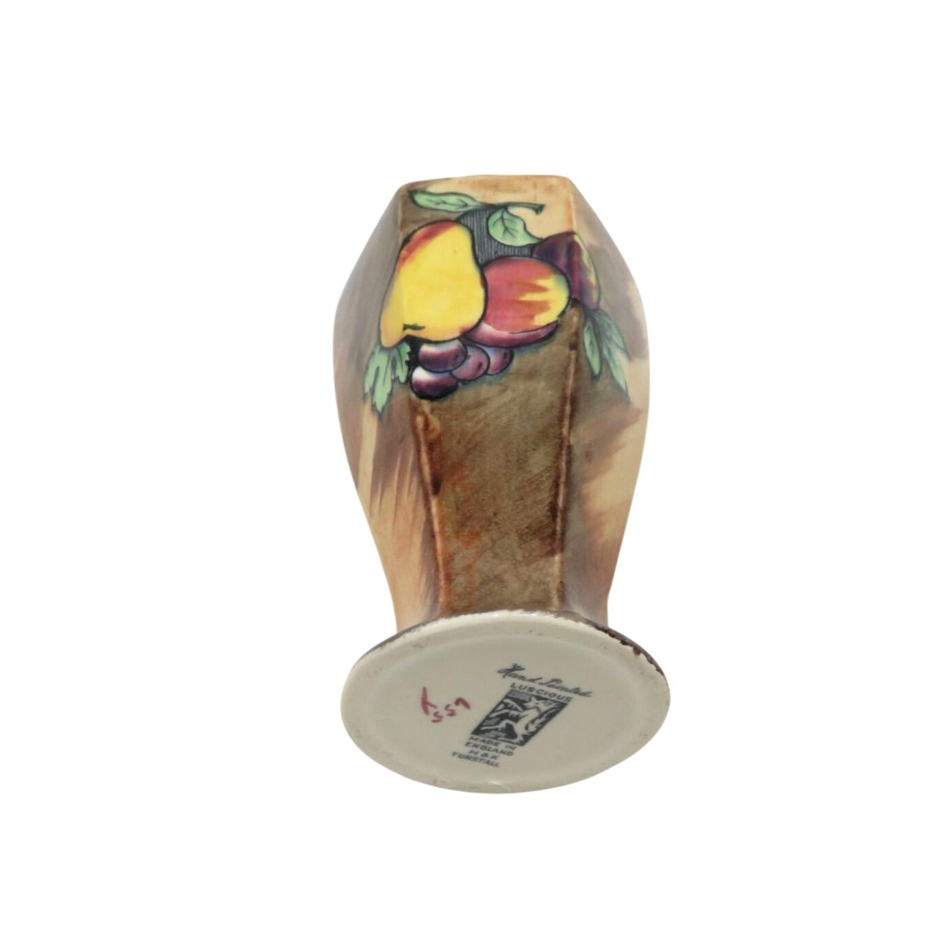 Vintage H&K Tunstall Luscious Hand Painted Ceramic Fruit Vase England 6.5"