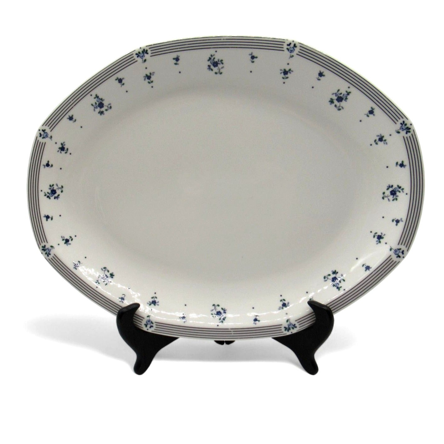 Royal Doulton Platter Calico Blue Floral Oval 1988 England Vintage 13"