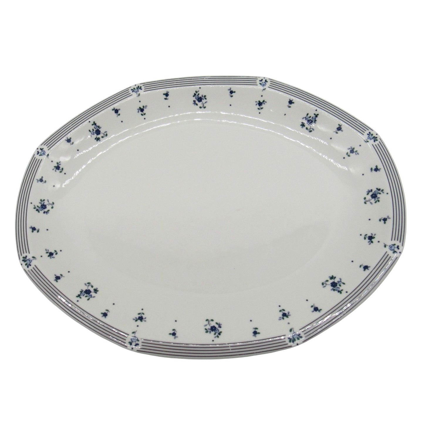 Royal Doulton Platter Calico Blue Floral Oval 1988 England Vintage 13"