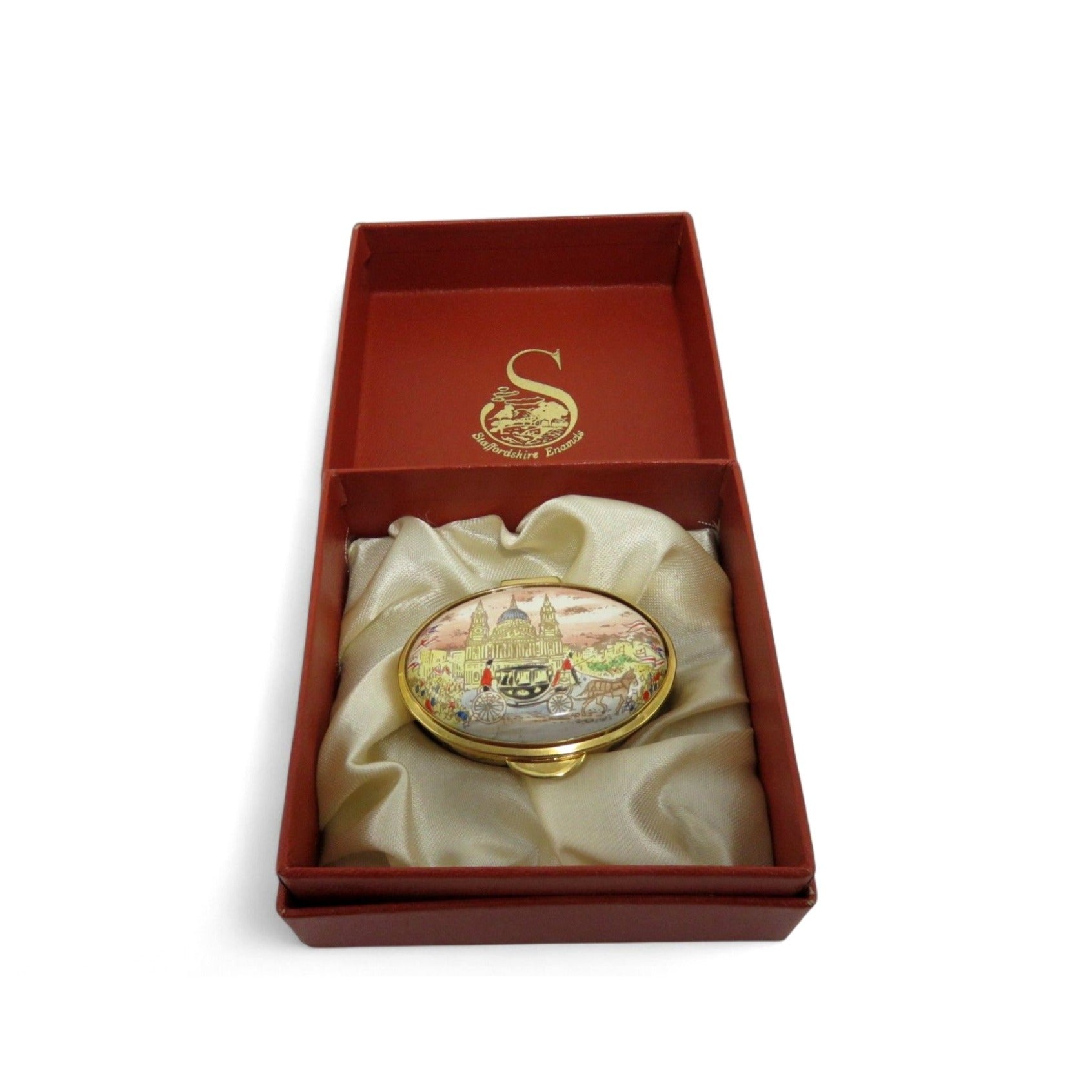 Vintage Staffordshire Enamels Royal Wedding 1981 Trinket Pill Box England