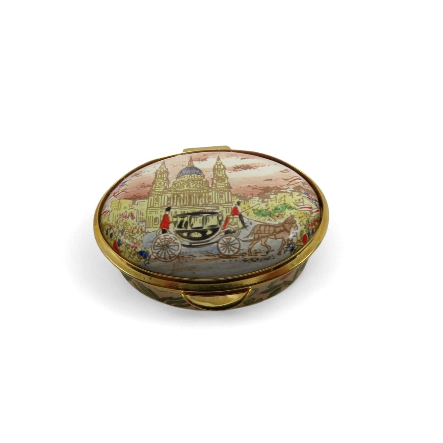 Vintage Staffordshire Enamels Royal Wedding 1981 Trinket Pill Box England