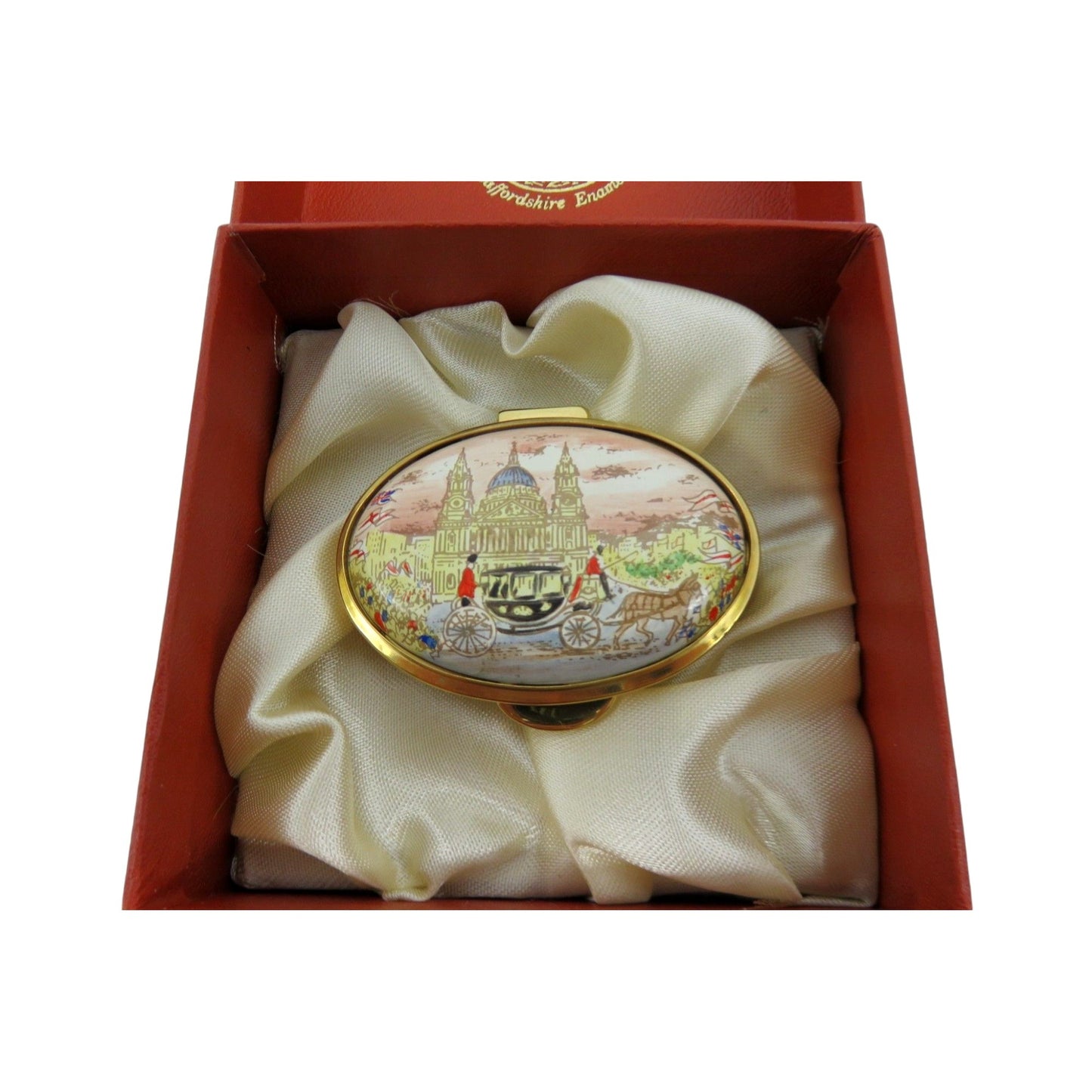 Vintage Staffordshire Enamels Royal Wedding 1981 Trinket Pill Box England