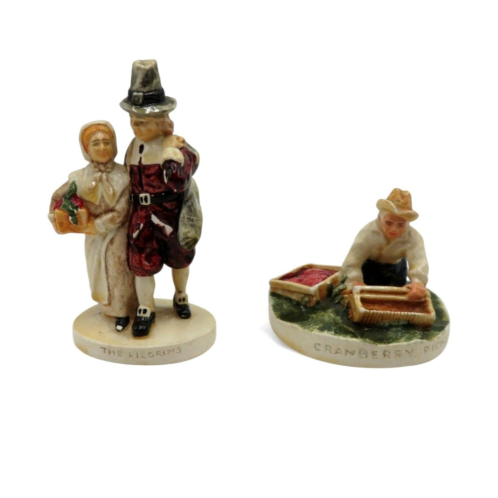 Sebastian Miniatures Pilgrims And Cranberry Picker Figurines USA Vintage