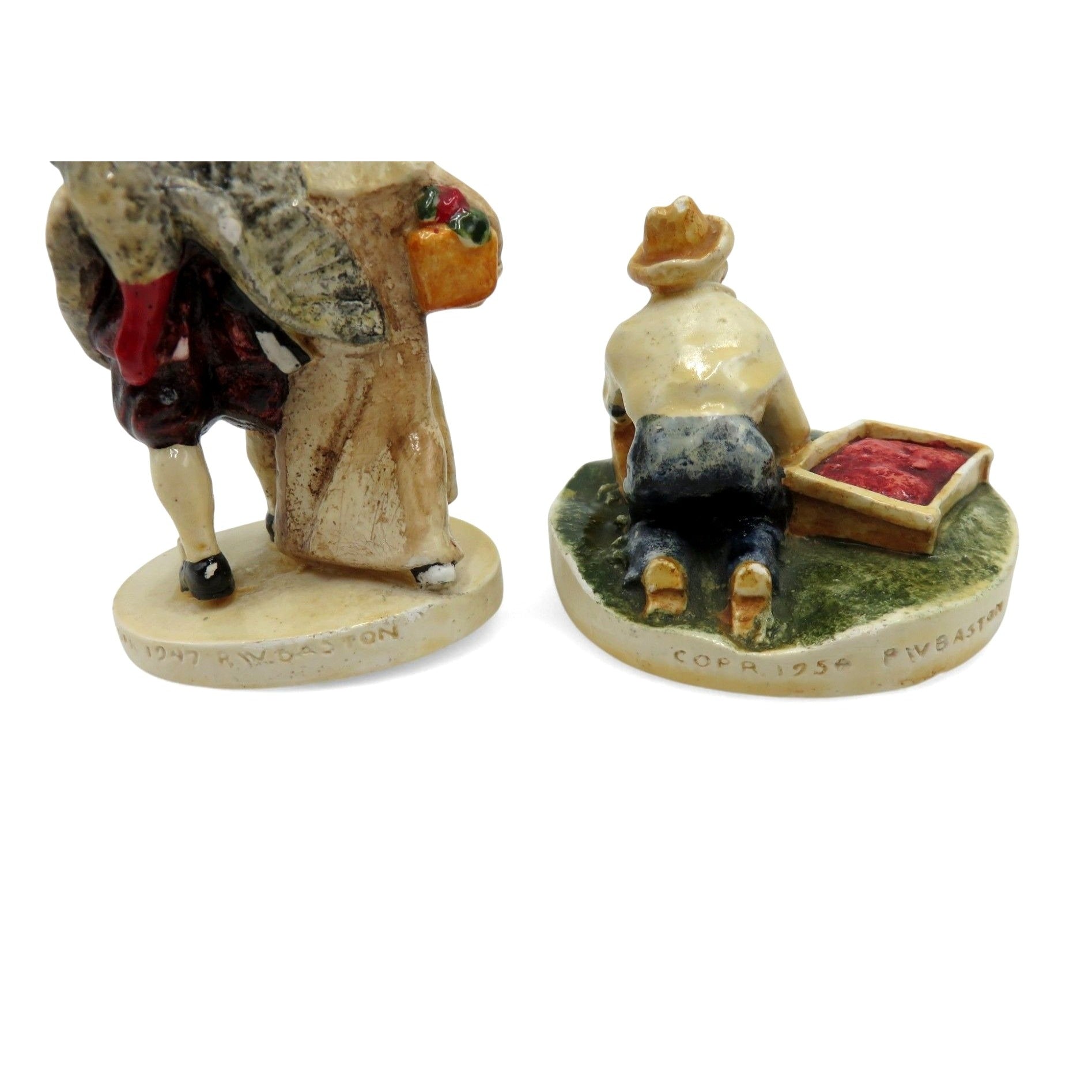 Sebastian Miniatures Pilgrims And Cranberry Picker Figurines USA Vintage