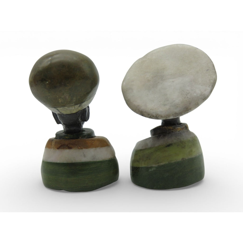 Small Stone Bust Set Hand Carved in South Africa 3.5" and 3.1"