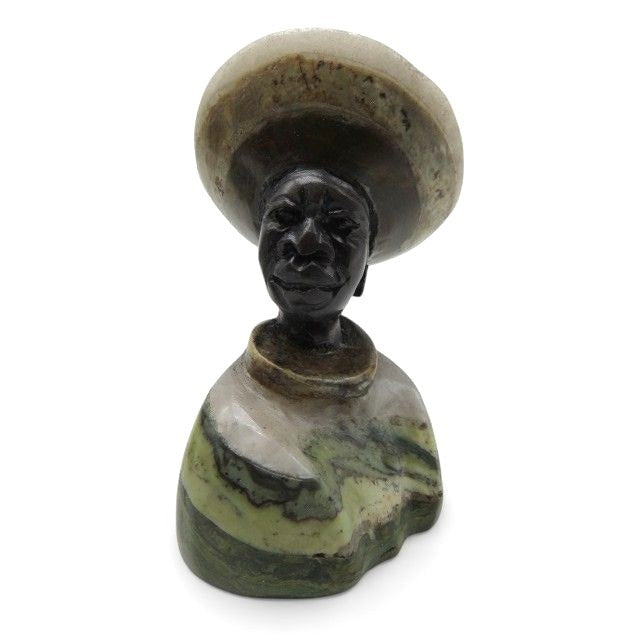 Small Stone Bust Set Hand Carved in South Africa 3.5" and 3.1"