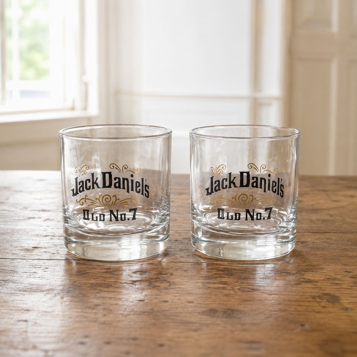 Jack Daniels Old No 7 Whiskey Glasses Set of 2 USA Vintage 3.1"