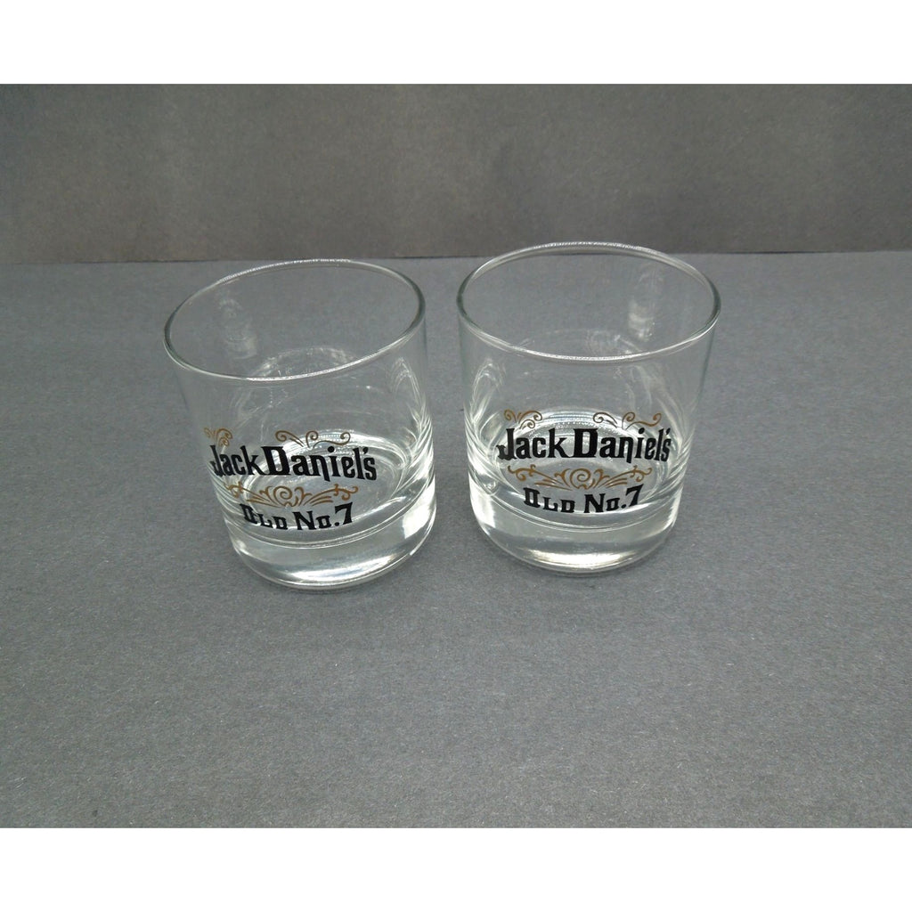 Jack Daniels Old No 7 Whiskey Glasses Set of 2 USA Vintage 3.1"