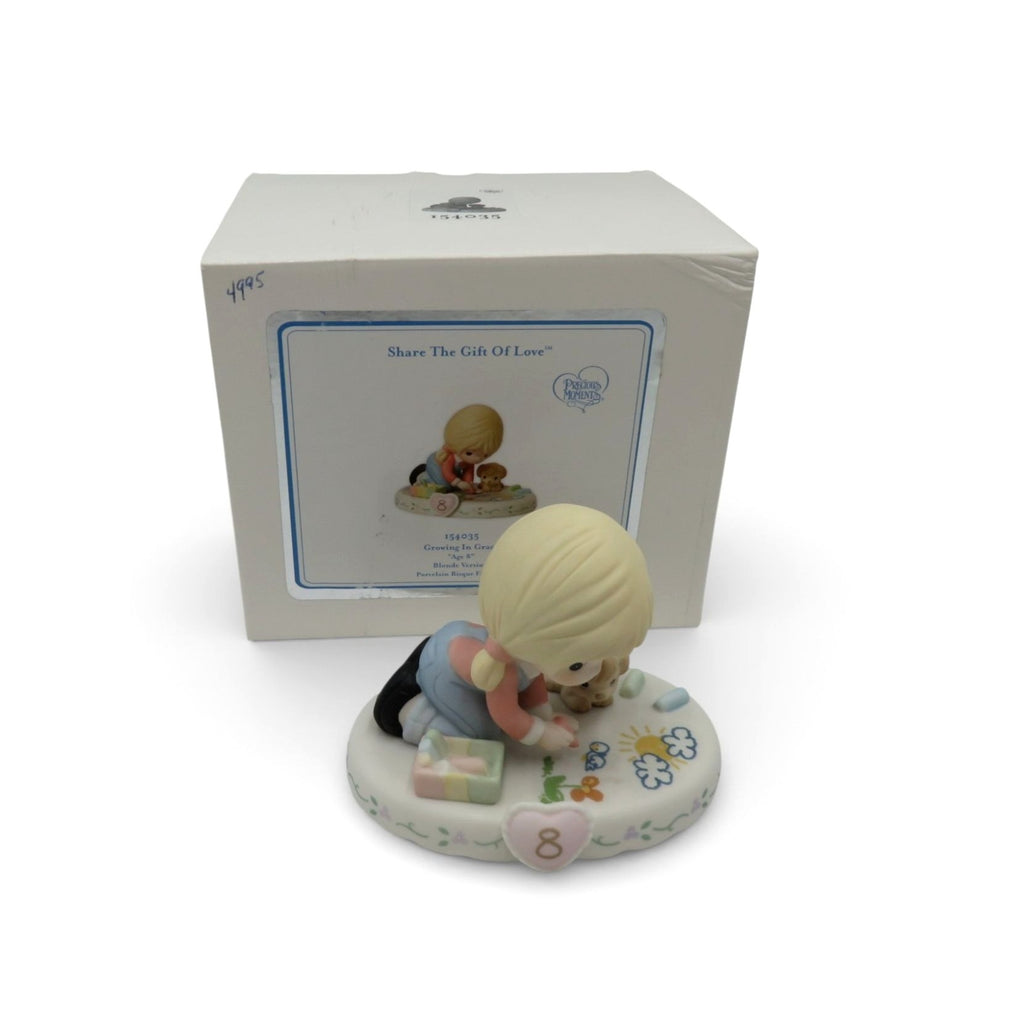 Precious Moments Age 8 Growing In Grace Porcelain Figurine Boxed Girl Puppy
