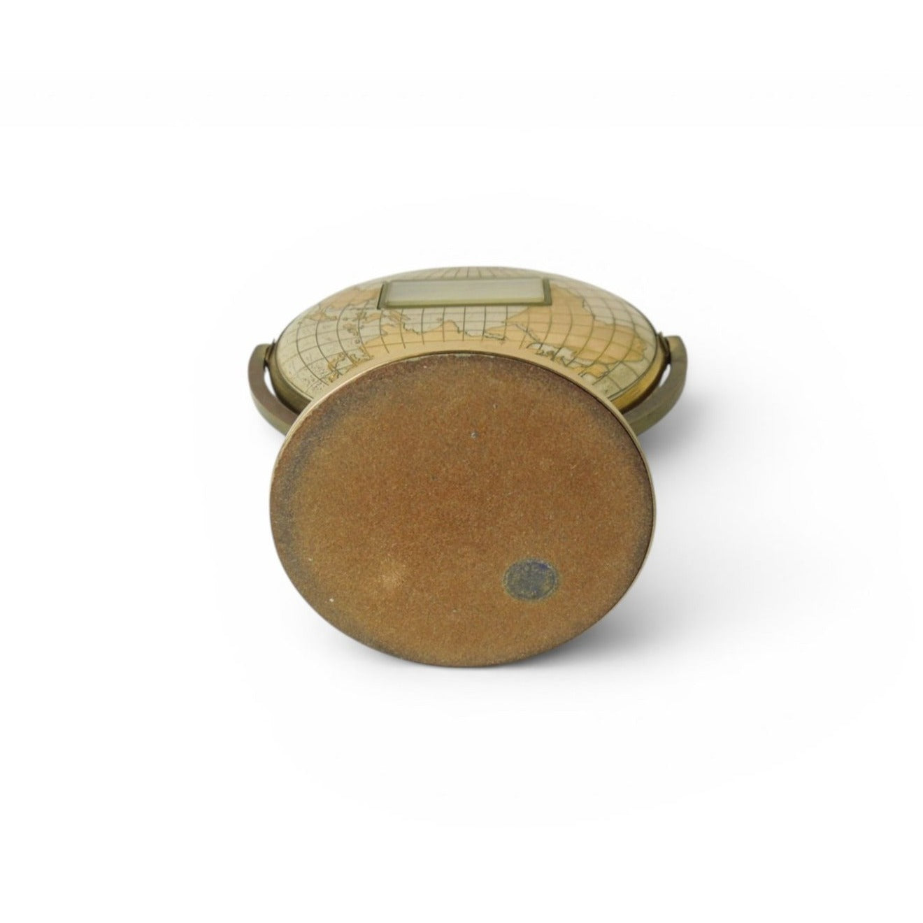 Vintage Globe Perpetual Desk Calendar Rotating Office Decor Metal 4.5"