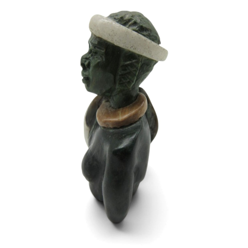 Small Stone Bust Set Colourful Hand Carved in South Africa 3.1" and 2.9"