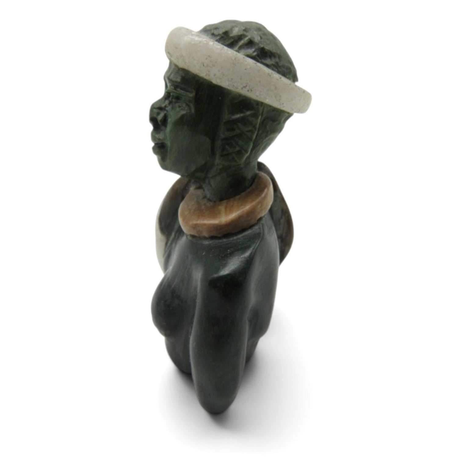 Small Stone Bust Set Colourful Hand Carved in South Africa 3.1" and 2.9"
