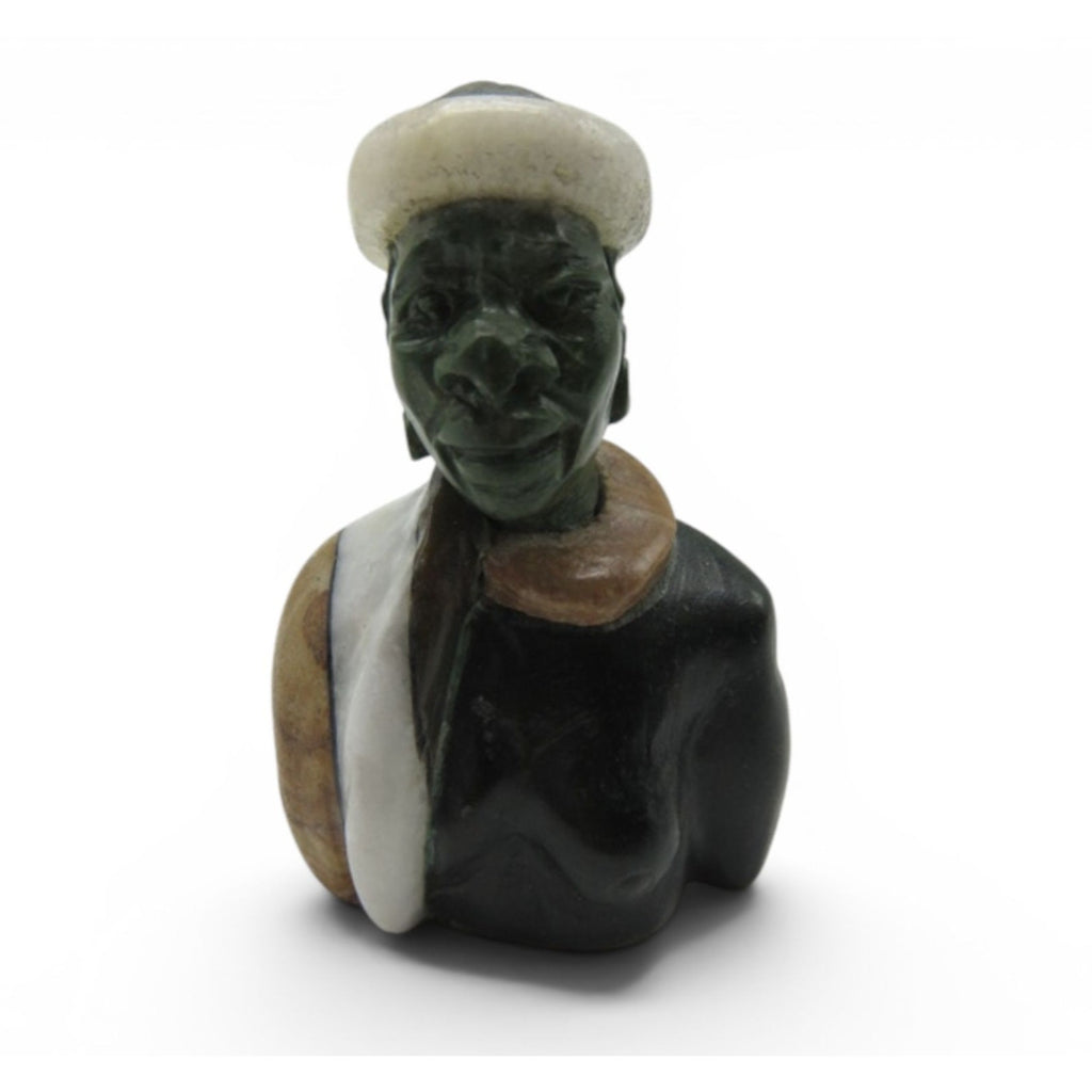 Small Stone Bust Set Colourful Hand Carved in South Africa 3.1" and 2.9"