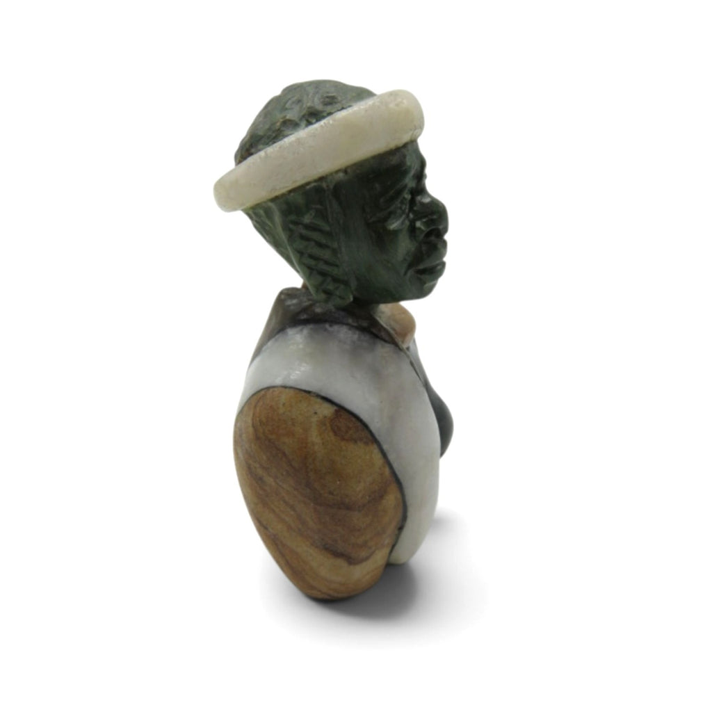 Small Stone Bust Set Colourful Hand Carved in South Africa 3.1" and 2.9"