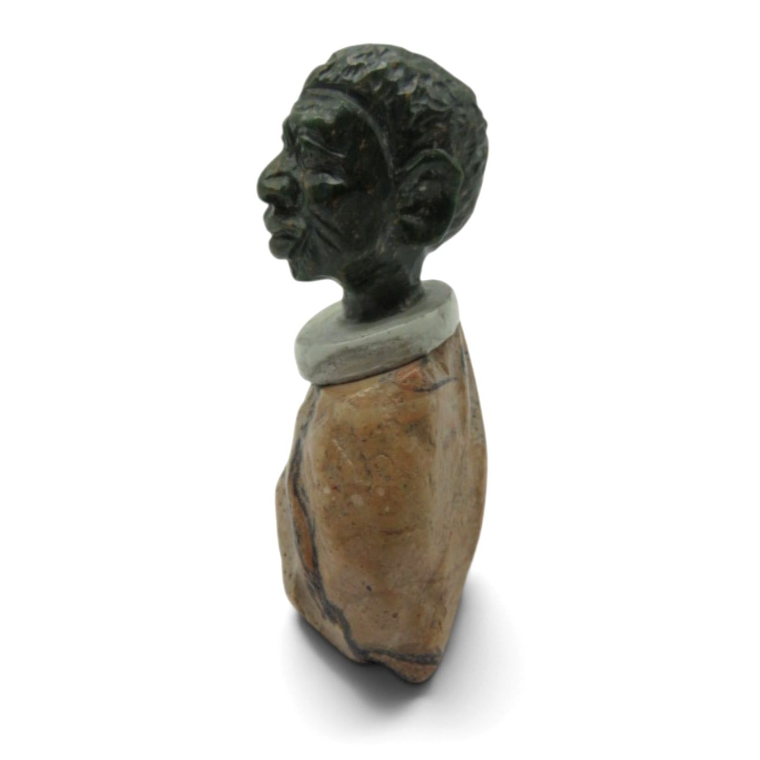 Small Stone Bust Set Colourful Hand Carved in South Africa 3.1" and 2.9"