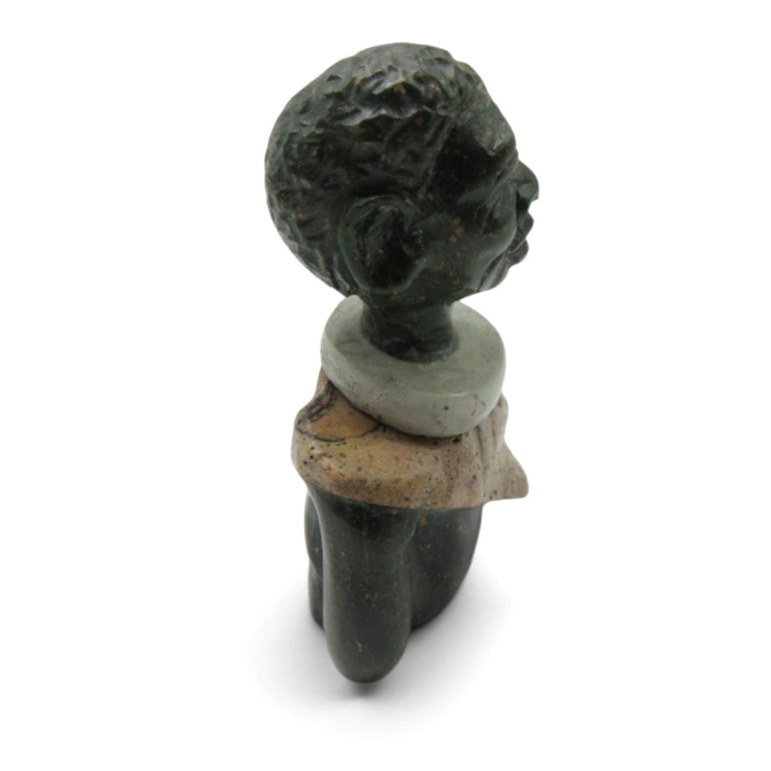 Small Stone Bust Set Colourful Hand Carved in South Africa 3.1" and 2.9"