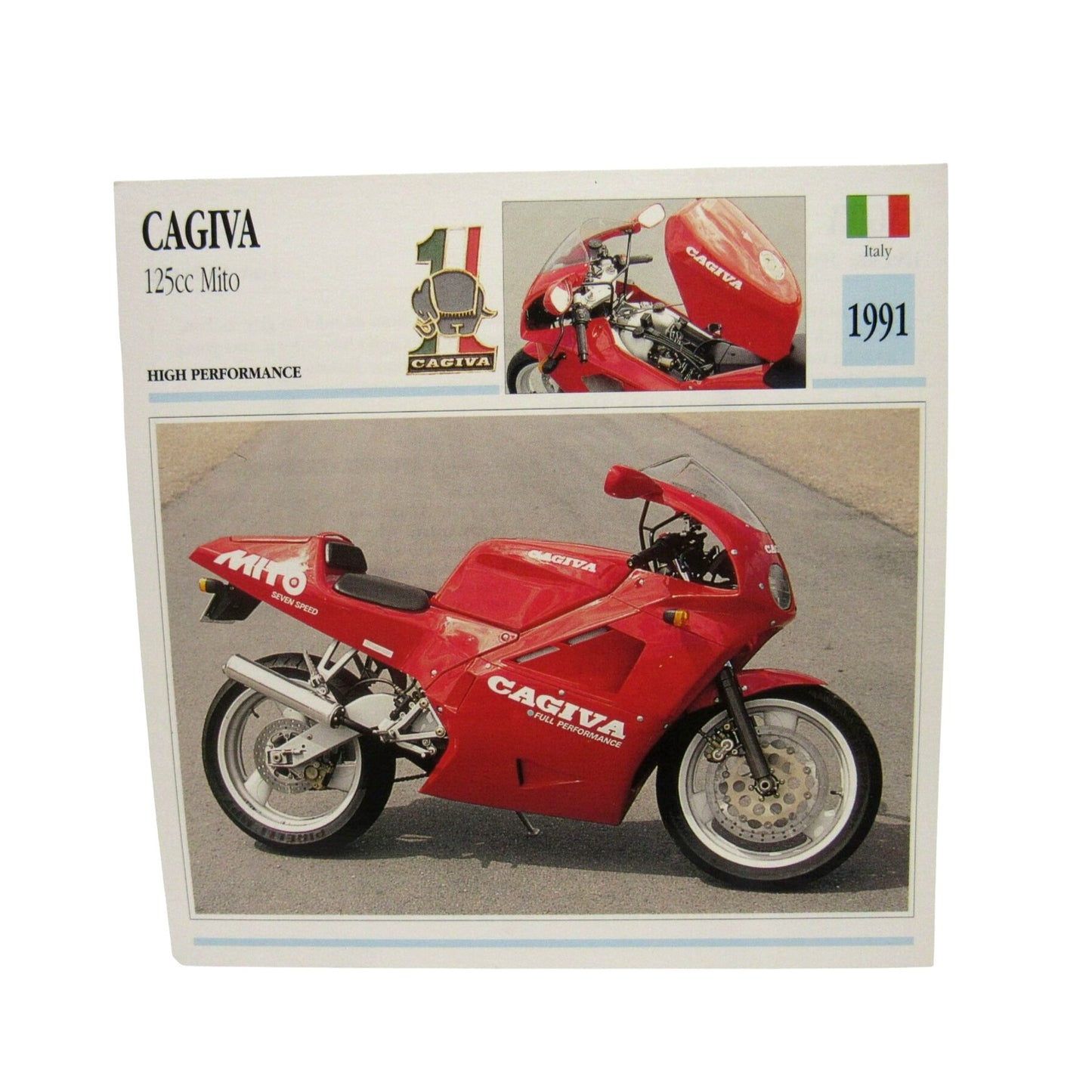 Cagiva 125cc Mito 1991 Italy Atlas Edito-Service SA Card