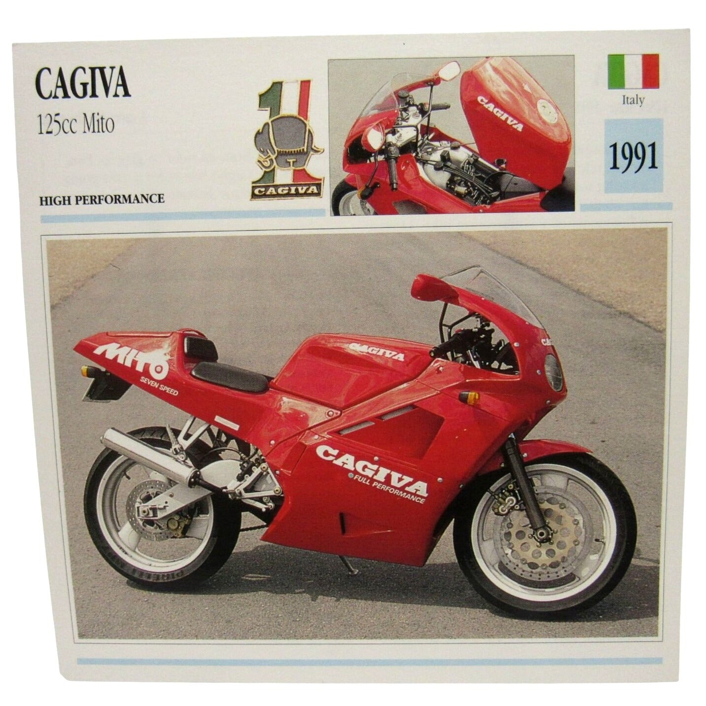 Cagiva 125cc Mito 1991 Italy Atlas Edito-Service SA Card