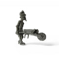 Vintage Pewter Coal Miner With Wheelbarrow Figure Signed Miniature 3"