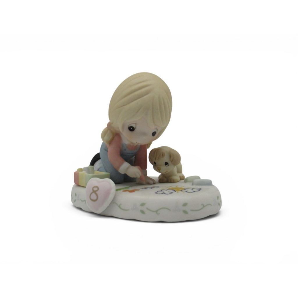 Precious Moments Age 8 Growing In Grace Porcelain Figurine Boxed Girl Puppy