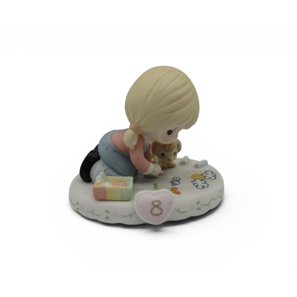 Precious Moments Age 8 Growing In Grace Porcelain Figurine Boxed Girl Puppy