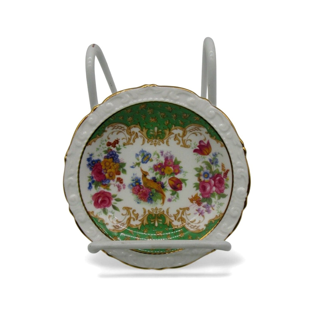 Vintage Paragon Rockingham Green Bone China Trinket Dish Bird of Paradise 4.7"